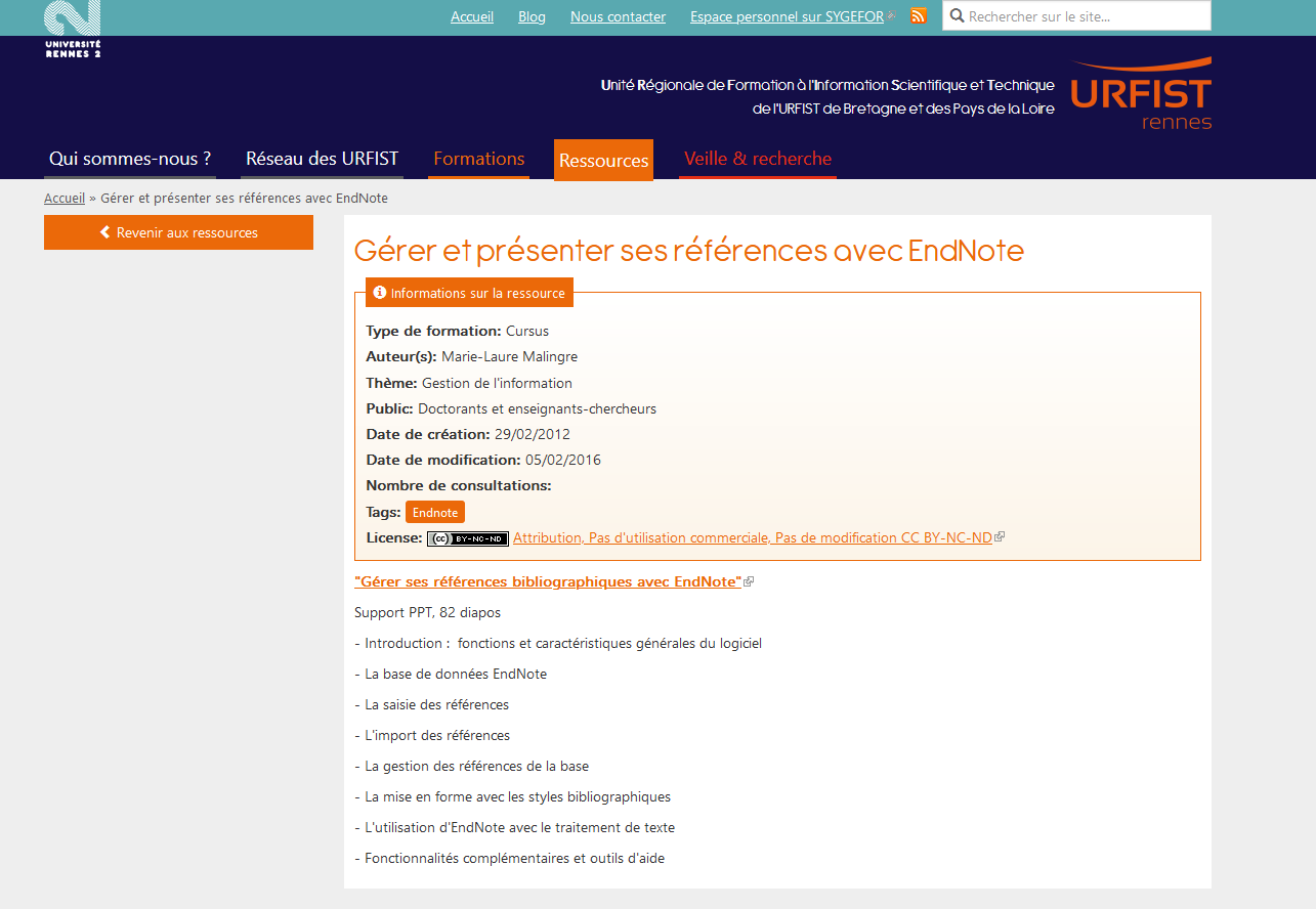 REDIGER2023 37 URFIST RENNES COMMENT GERER AVEC ENDNOTE